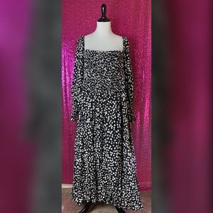 H&M Floral Smocked Midi Dress Size XL